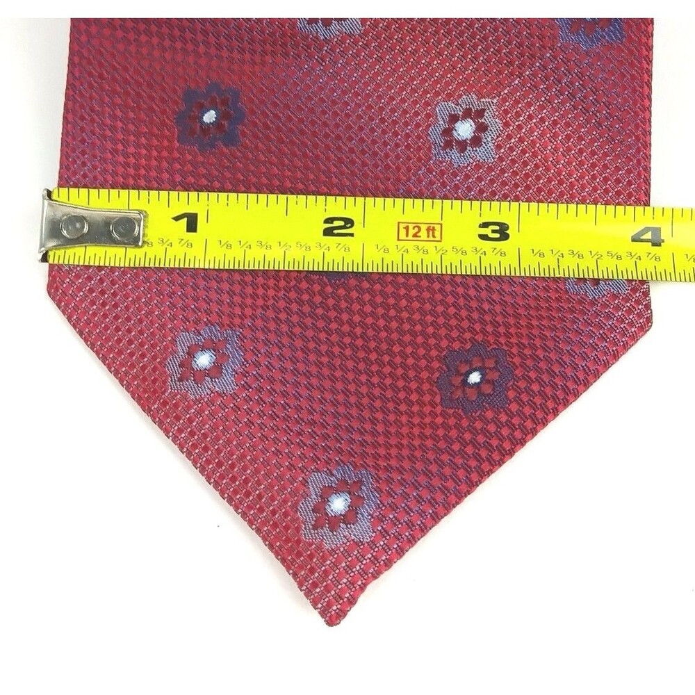 Borrelli Men's Multi Colored Red Purple Floral Hand Stitched Elegant Tie - READ - Picture 11 of 12